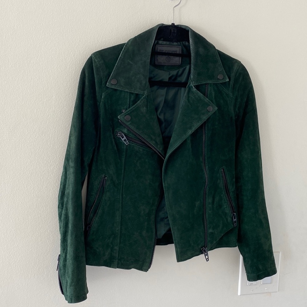 Blank NYC jade emerald suede moto jacket 🦚